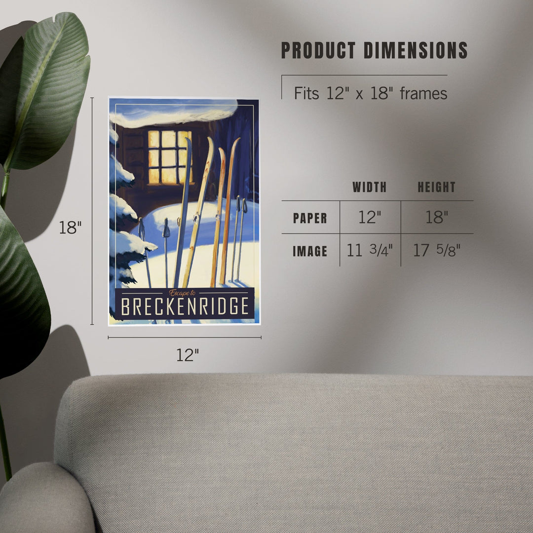 Breckenridge, Colorado, Skis Outside Cabin, Art & Giclee Prints - Lantern Press