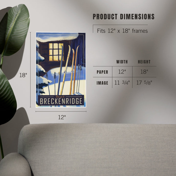 Breckenridge, Colorado, Skis Outside Cabin, Art & Giclee Prints - Lantern Press