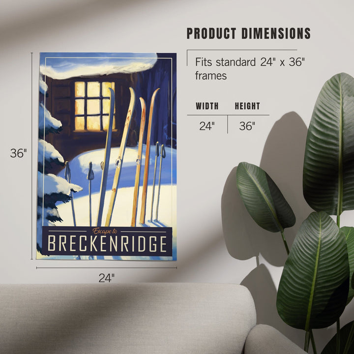 Breckenridge, Colorado, Skis Outside Cabin, Art & Giclee Prints - Lantern Press