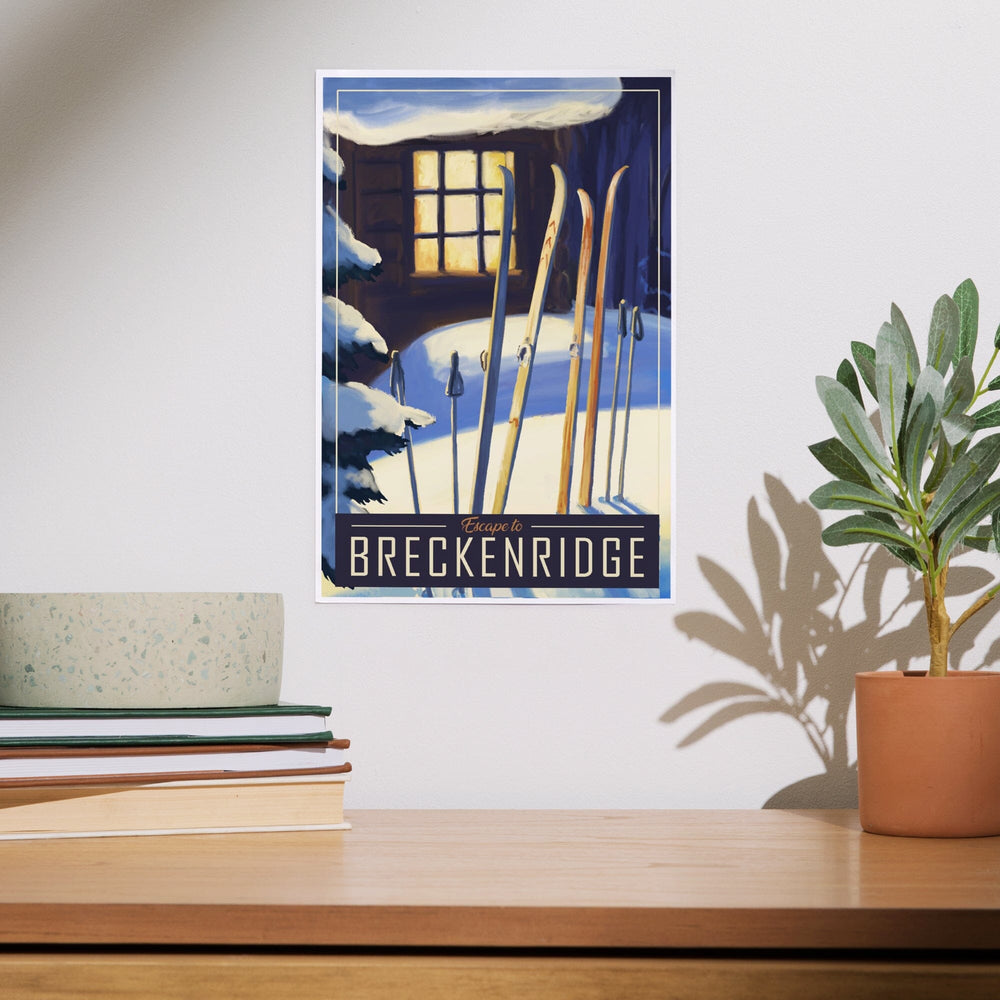 Breckenridge, Colorado, Skis Outside Cabin, Art & Giclee Prints - Lantern Press
