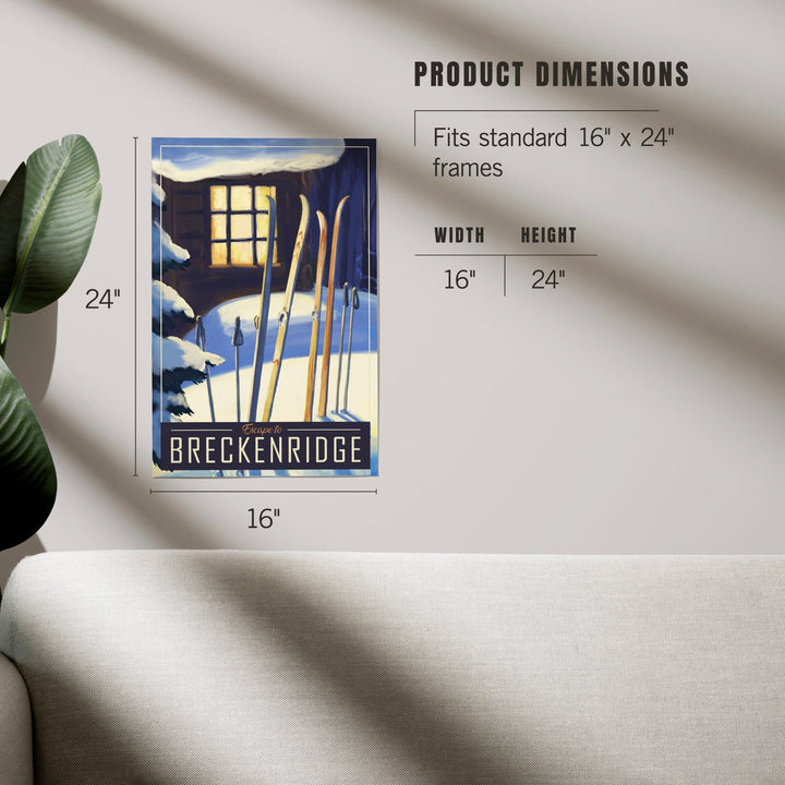 Breckenridge, Colorado, Skis Outside Cabin, Art & Giclee Prints - Lantern Press