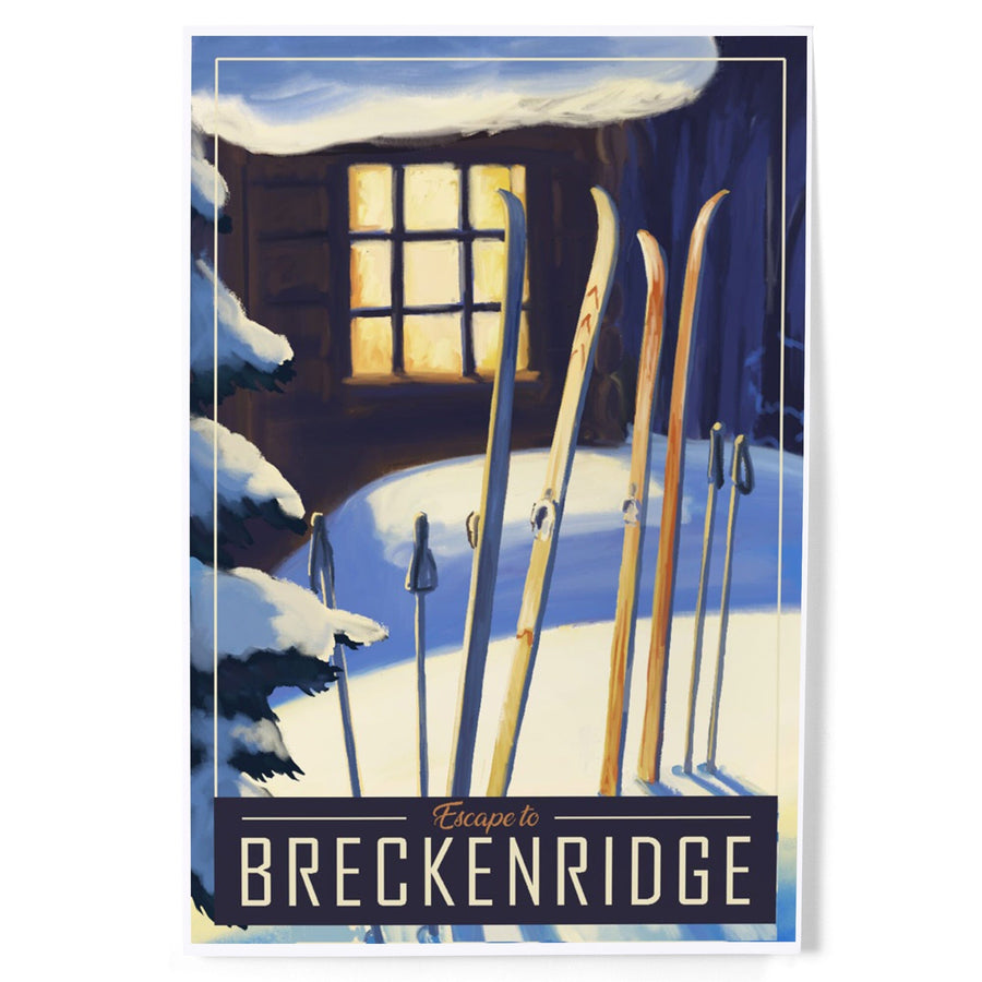 Breckenridge, Colorado, Skis Outside Cabin, Art & Giclee Prints - Lantern Press