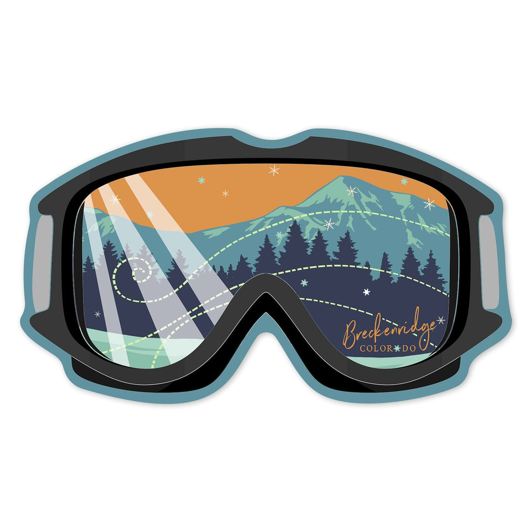 Breckenridge, Colorado, Snow Goggles, Contour, Lantern Press Artwork, Vinyl Sticker Sticker Lantern Press 