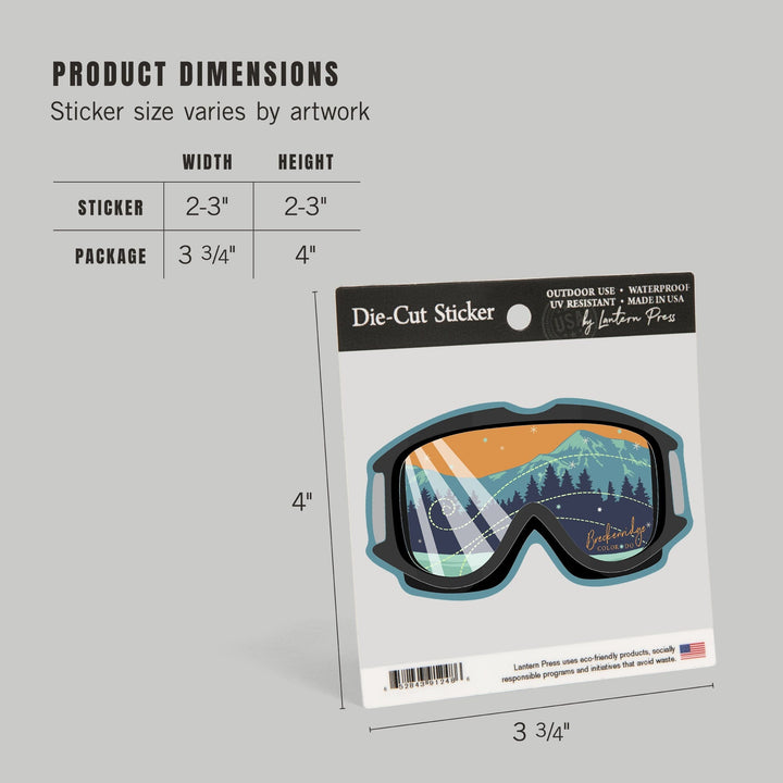 Breckenridge, Colorado, Snow Goggles, Contour, Lantern Press Artwork, Vinyl Sticker Sticker Lantern Press 