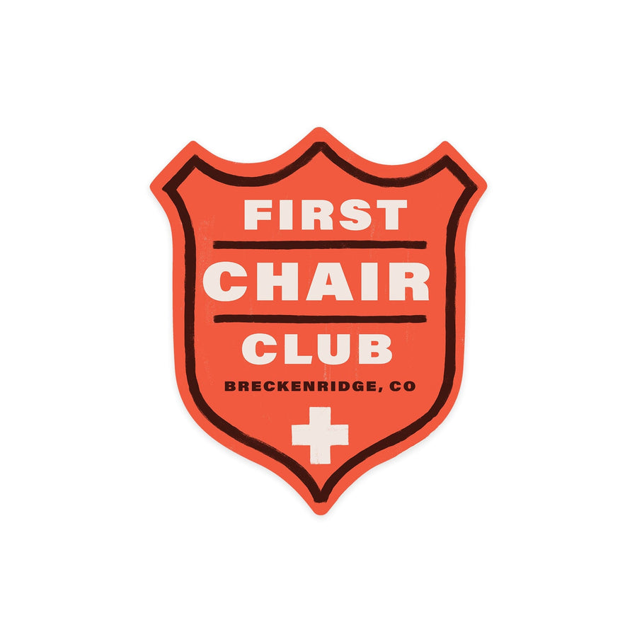 Breckenridge, Colorado, Snow Patrol Series, First Chair Club, Contour, Vinyl Sticker Sticker Lantern Press