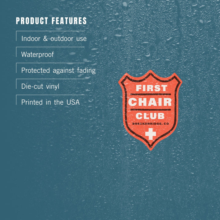Breckenridge, Colorado, Snow Patrol Series, First Chair Club, Contour, Vinyl Sticker Sticker Lantern Press