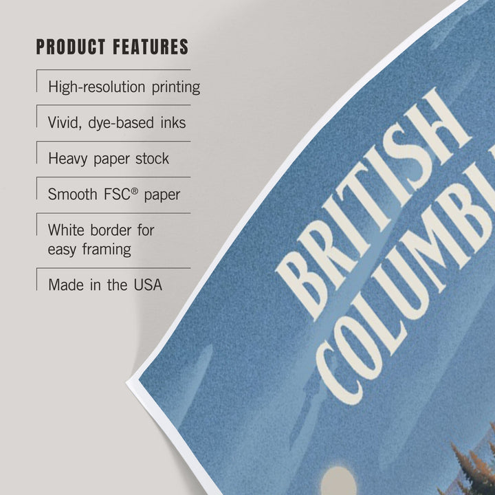 British Columbia, Lithograph, Reflection Pond and Bull Moose, Art & Giclee Prints Art Lantern Press