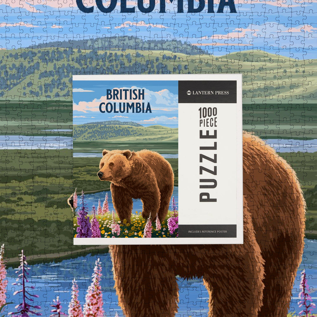 British Columbia, Painterly, Grizzly Bear in Meadow, Jigsaw Puzzle Puzzle Lantern Press
