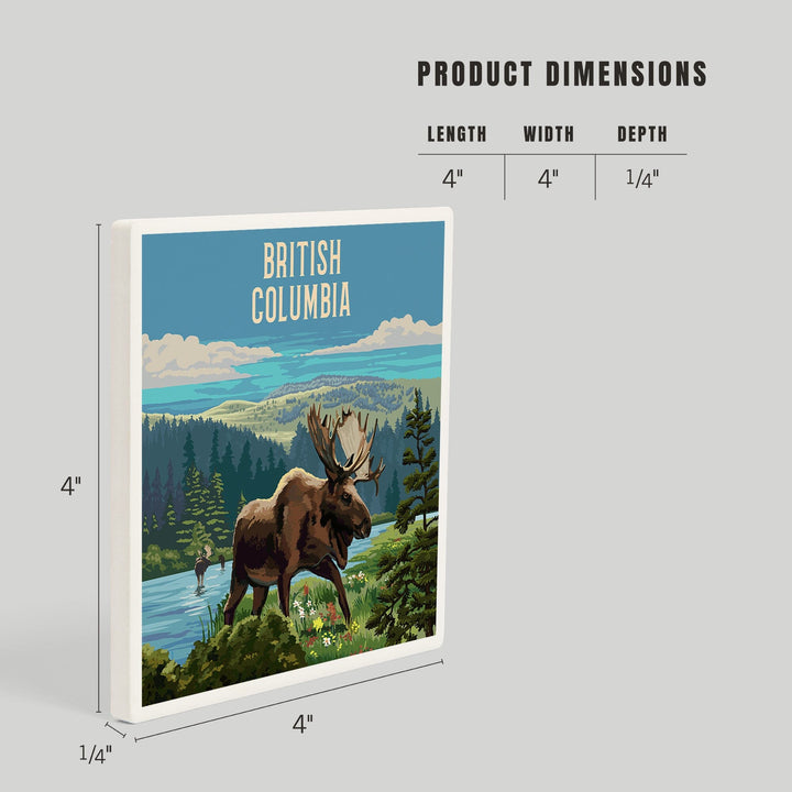 British Columbia, Painterly, Moose and Wildflowers, Coasters Coasters Lantern Press