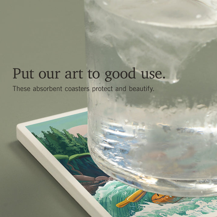 British Columbia, Seek Adventure, River Rafting, Evergreens, Coasters Coasters Lantern Press