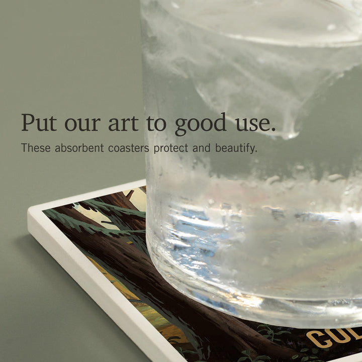 British Columbia, Slip Away, Cabin With Wildlife, Coasters Coasters Lantern Press