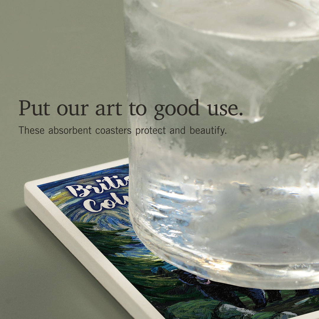 British Columbia, Starry Night, Bear and Cub, Coasters Coasters Lantern Press