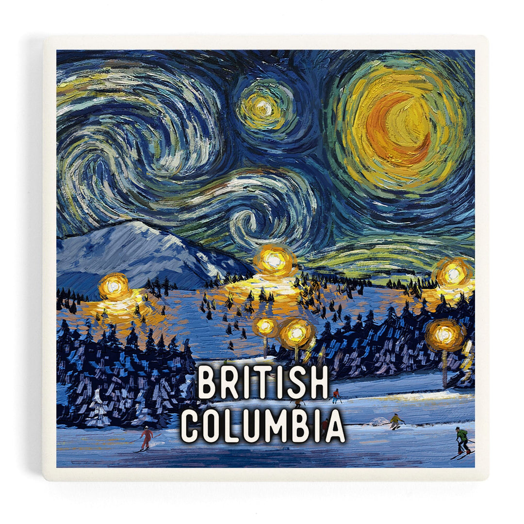 British Columbia, Starry Night, Ski, Coasters Coasters Lantern Press
