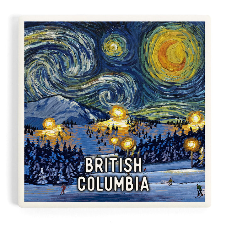 British Columbia, Starry Night, Ski, Coasters Coasters Lantern Press