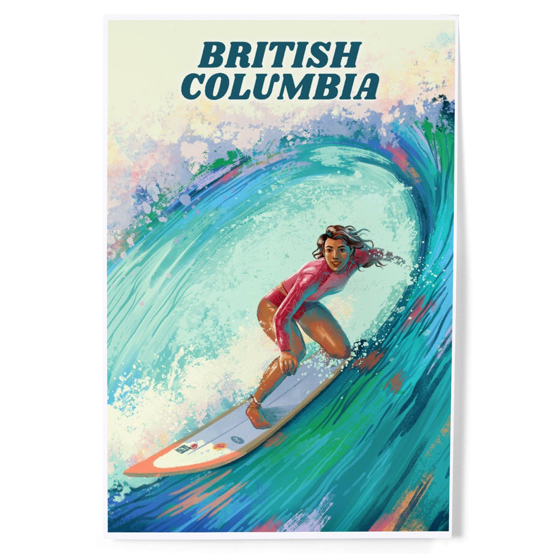 British Columbia, Vitamin Sea, Coastal Series, Surfer Girl, Art & Giclee Prints Art Lantern Press 12 x 18 Art Print