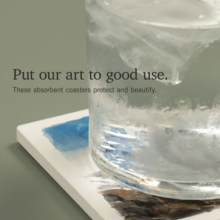 British Columbia, Watercolor Study, Dall Sheep, Coasters Coasters Lantern Press