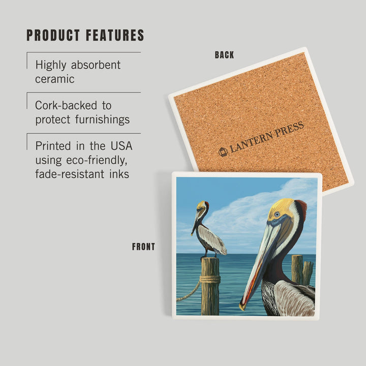 Brown Pelican, Coasters Coasters Lantern Press