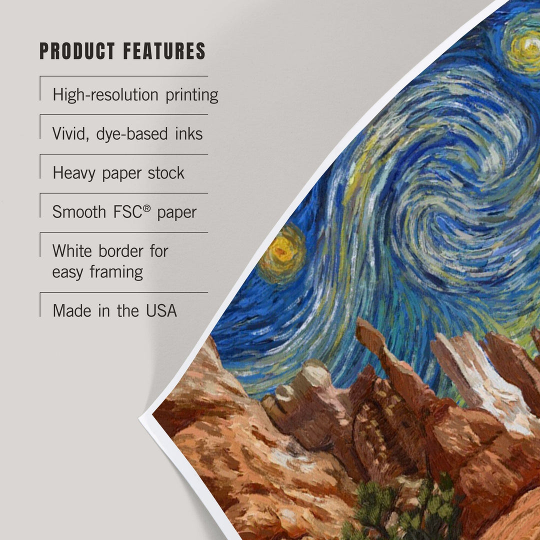 Bryce Canyon National Park, Starry Night National Park Series, Art & Giclee Prints - Lantern Press