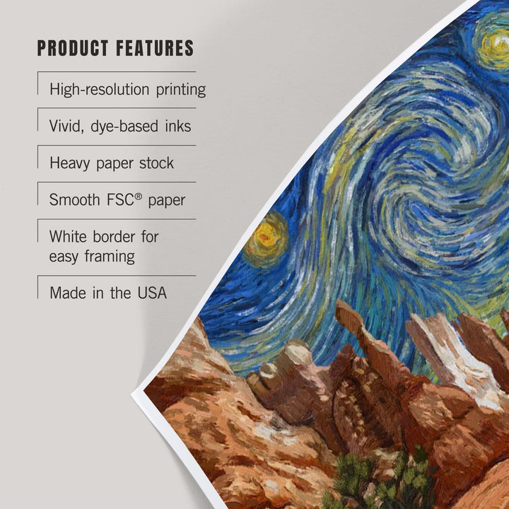 Bryce Canyon National Park, Starry Night National Park Series, Art & Giclee Prints - Lantern Press