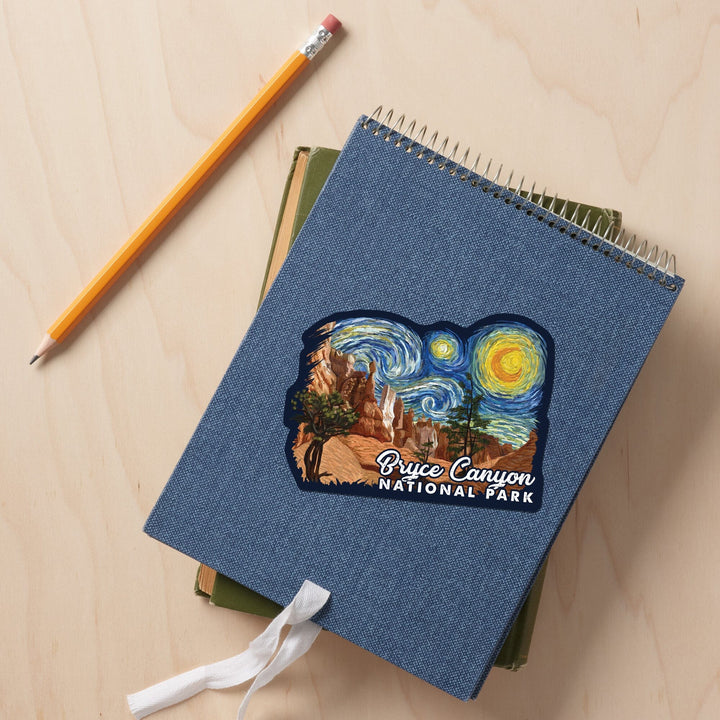 Bryce Canyon National Park, Starry Night National Park Series, Contour, Vinyl Sticker Sticker Lantern Press