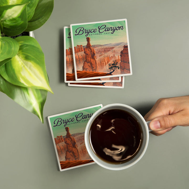 Bryce Canyon National Park, Utah, Bryce Point, Lithograph, Coasters Coasters Lantern Press