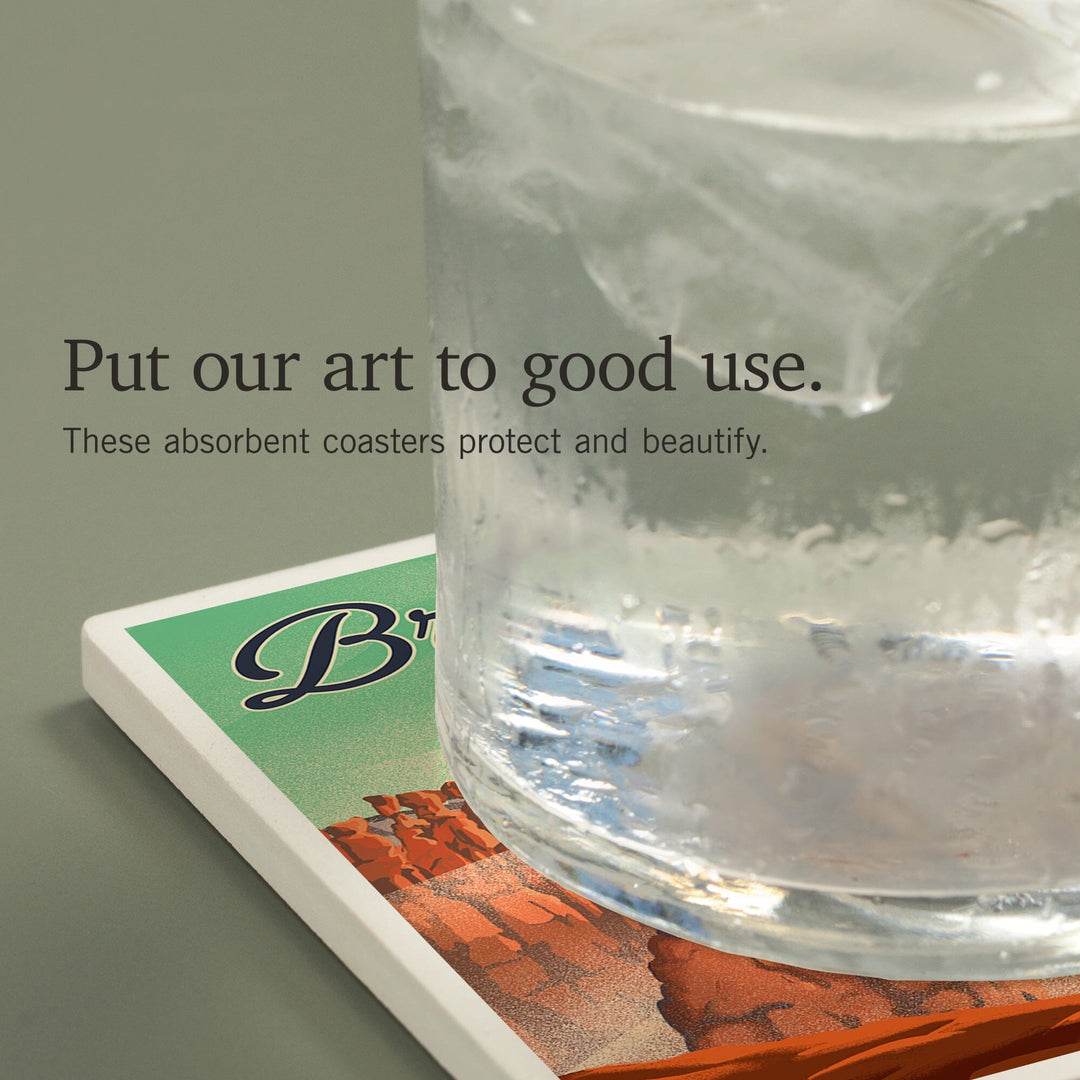 Bryce Canyon National Park, Utah, Bryce Point, Lithograph, Coasters Coasters Lantern Press