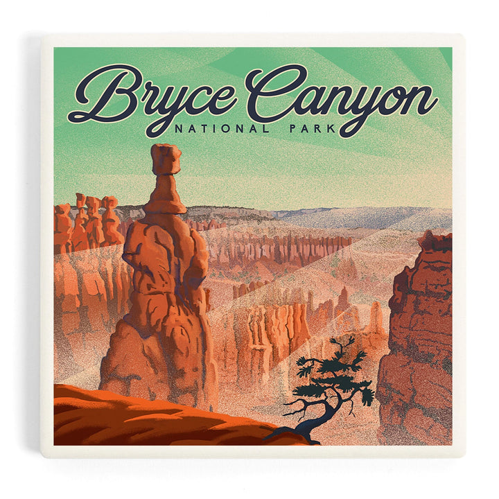 Bryce Canyon National Park, Utah, Bryce Point, Lithograph, Coasters Coasters Lantern Press Coaster