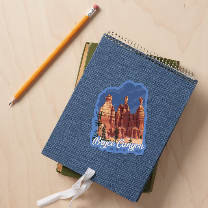 Bryce Canyon National Park, Utah, Contour, Lantern Press Artwork, Vinyl Sticker - Lantern Press