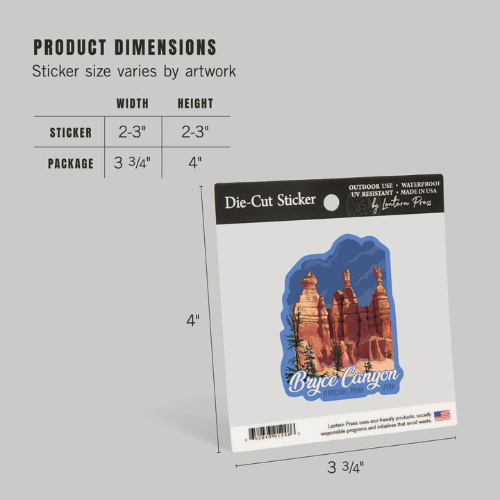 Bryce Canyon National Park, Utah, Contour, Lantern Press Artwork, Vinyl Sticker - Lantern Press