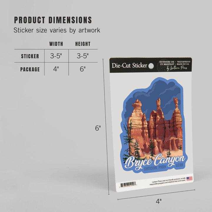 Bryce Canyon National Park, Utah, Contour, Lantern Press Artwork, Vinyl Sticker - Lantern Press
