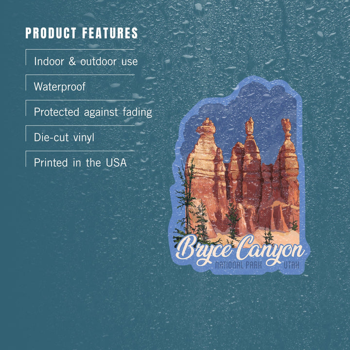 Bryce Canyon National Park, Utah, Contour, Lantern Press Artwork, Vinyl Sticker - Lantern Press