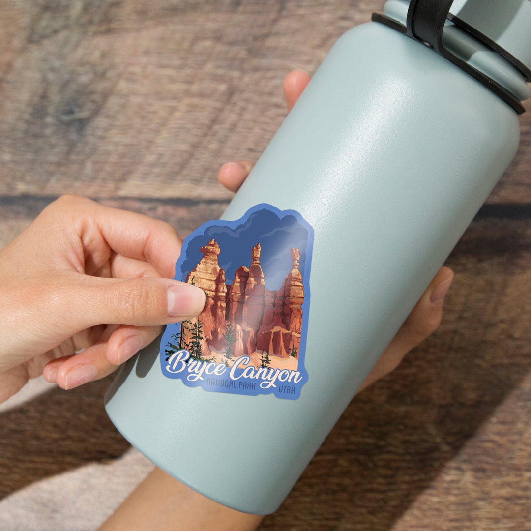 Bryce Canyon National Park, Utah, Contour, Lantern Press Artwork, Vinyl Sticker - Lantern Press