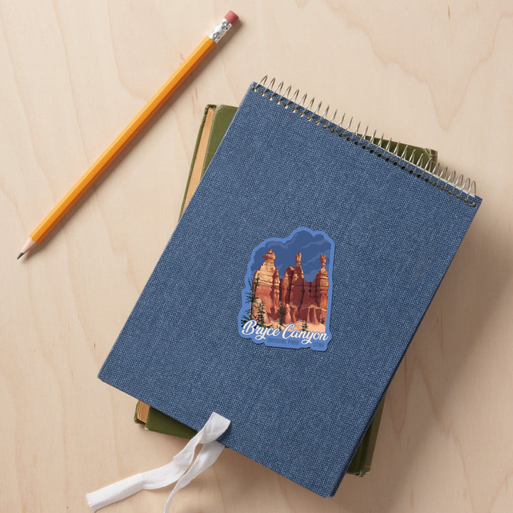 Bryce Canyon National Park, Utah, Contour, Lantern Press Artwork, Vinyl Sticker - Lantern Press