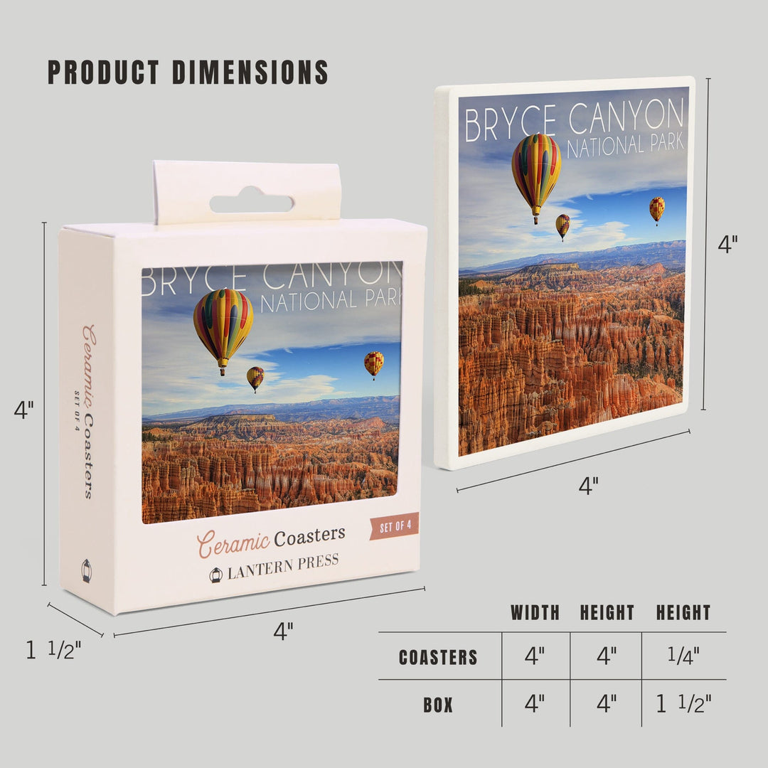 Bryce Canyon National Park, Utah, Hot Air Balloons, Coasters Coasters Lantern Press