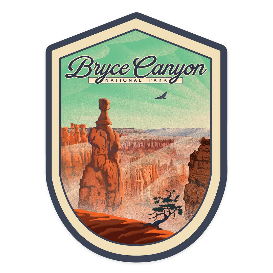Bryce Canyon National Park, Utah, Lithograph, Contour, Vinyl Sticker Sticker Lantern Press