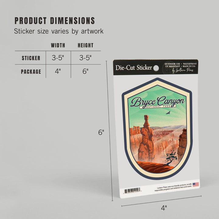 Bryce Canyon National Park, Utah, Lithograph, Contour, Vinyl Sticker Sticker Lantern Press