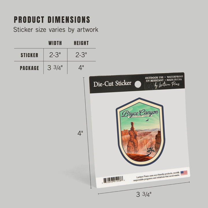 Bryce Canyon National Park, Utah, Lithograph, Contour, Vinyl Sticker Sticker Lantern Press