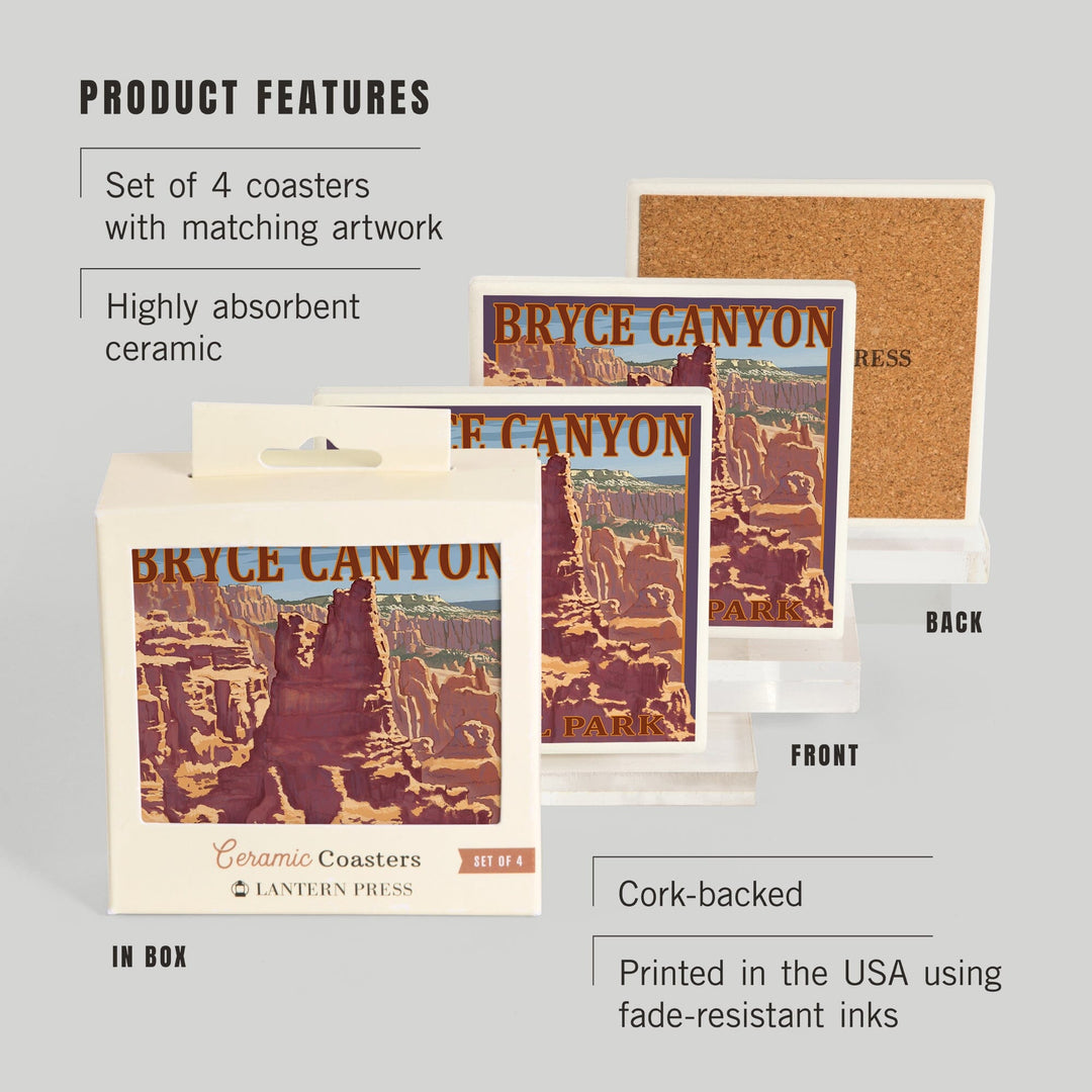 Bryce Canyon National Park, Utah, Scene #1, Painterly Series, Coasters Coasters Lantern Press
