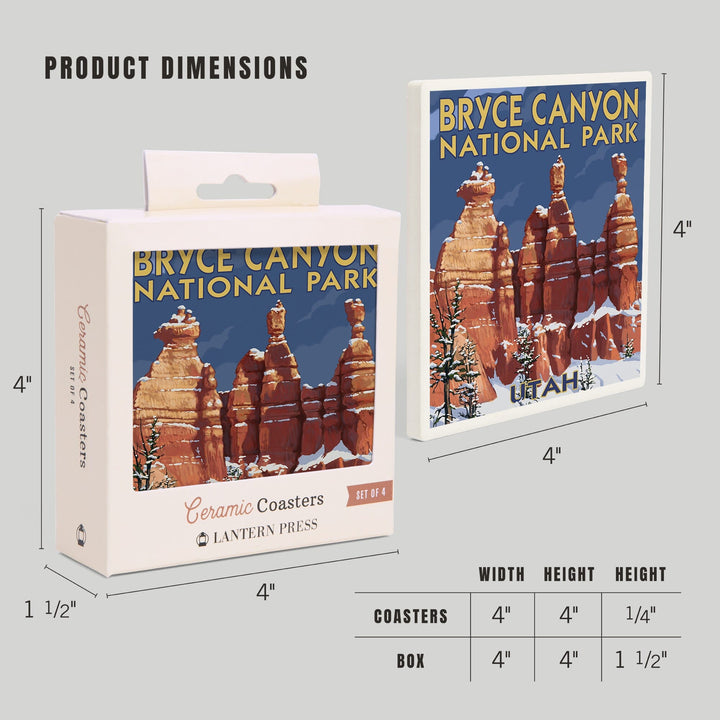 Bryce Canyon National Park, Utah, Winter Scene #2, Painterly Series, Coasters Coasters Lantern Press