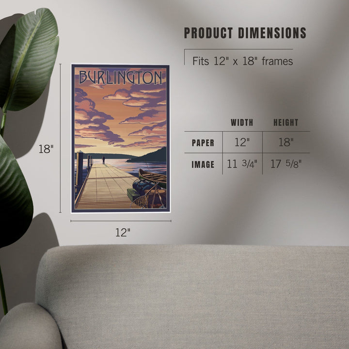 Burlington, Vermont, Dock and Sunset, Art & Giclee Prints - Lantern Press