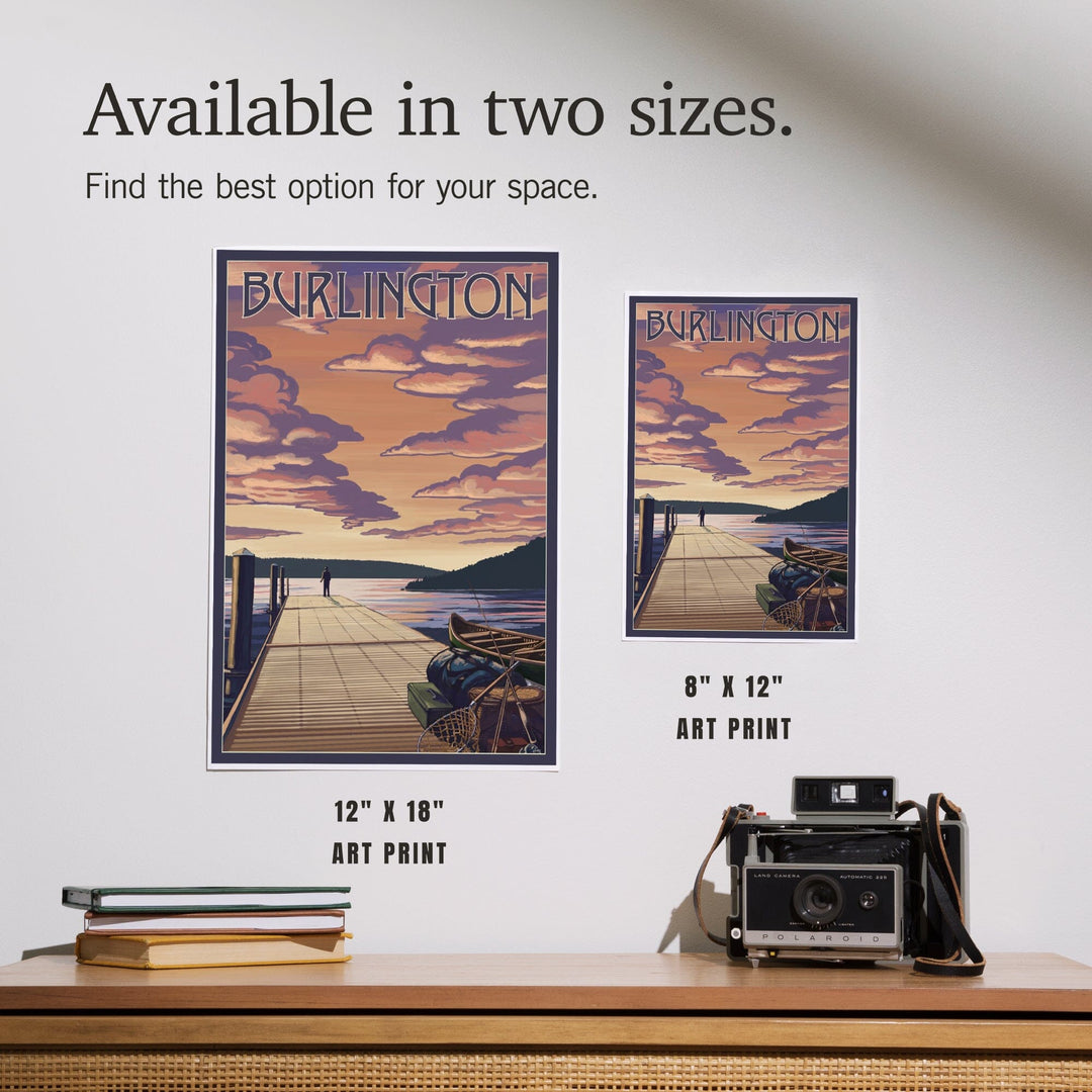 Burlington, Vermont, Dock and Sunset, Art & Giclee Prints - Lantern Press