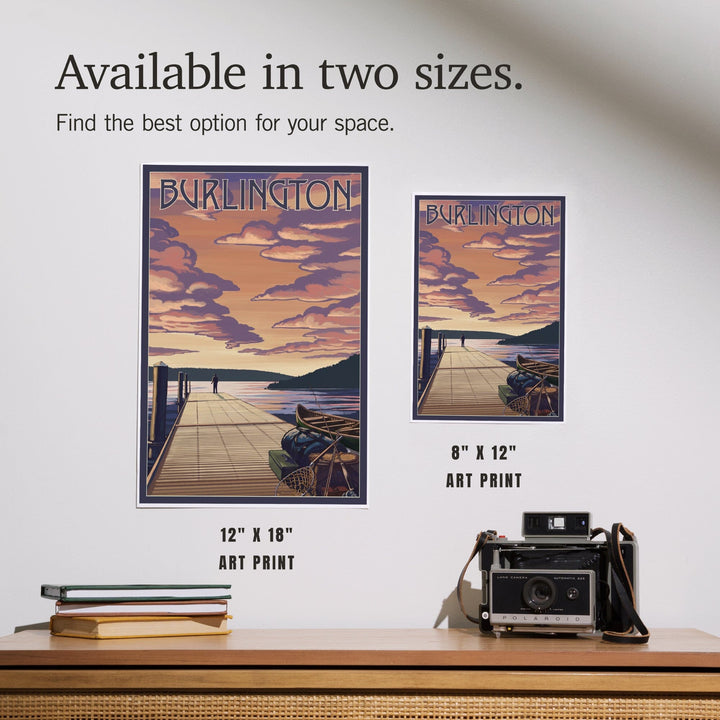 Burlington, Vermont, Dock and Sunset, Art & Giclee Prints - Lantern Press