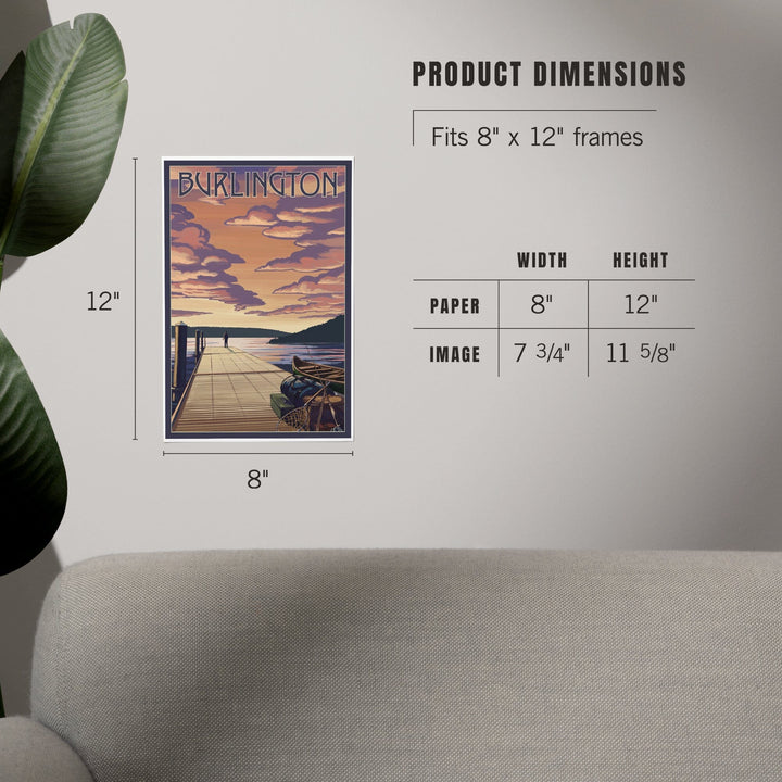 Burlington, Vermont, Dock and Sunset, Art & Giclee Prints - Lantern Press