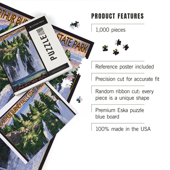 Burney Falls, California Scene, Jigsaw Puzzle Puzzle Lantern Press