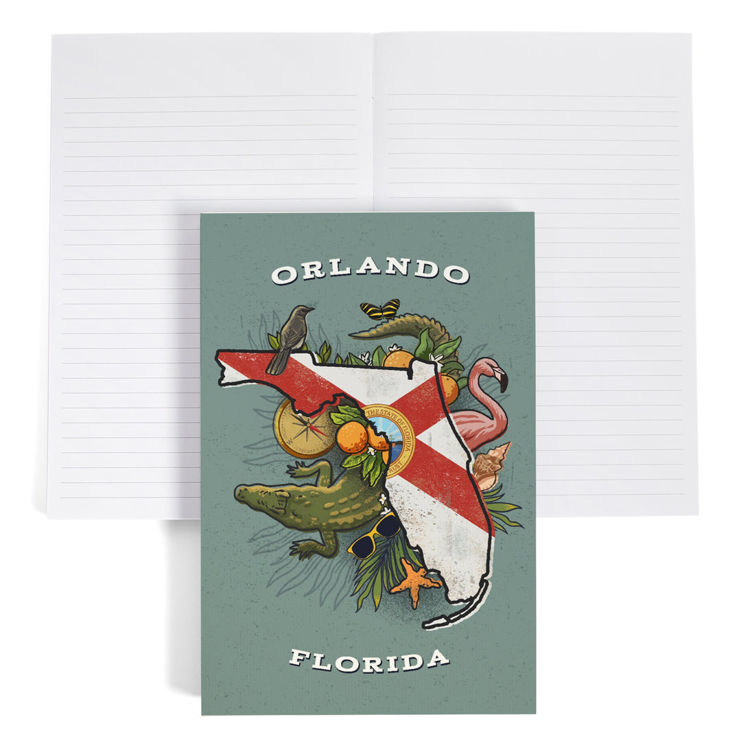 Lined 6x9 Journal, Orlando, Florida, State Treasure Trove, State Series, Lay Flat, 193 Pages, FSC paper