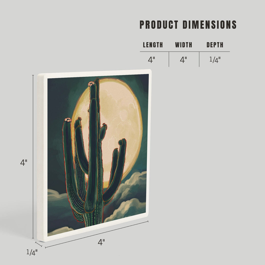 Cactus and Full Moon, Coasters Coasters Lantern Press