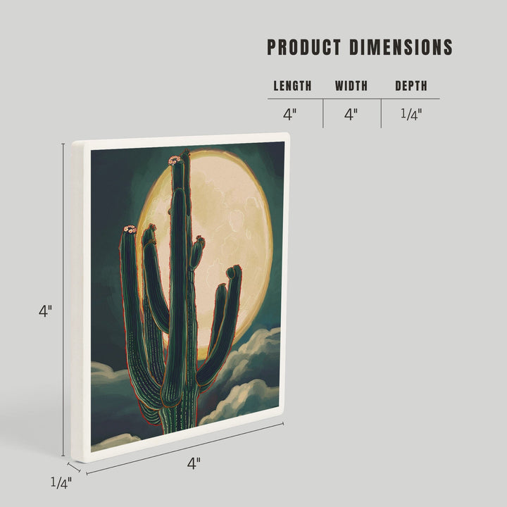 Cactus and Full Moon, Coasters Coasters Lantern Press