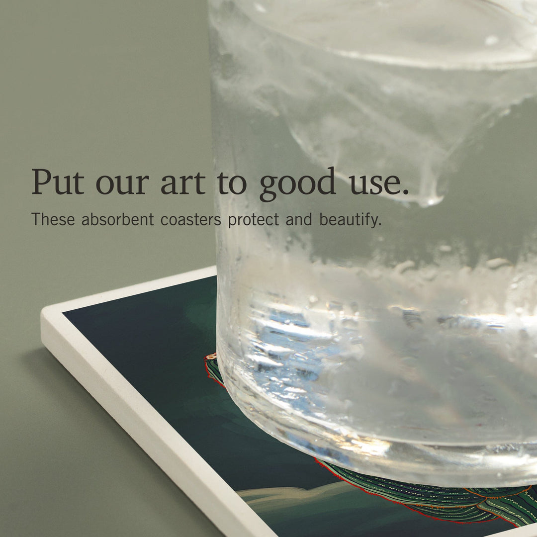 Cactus and Full Moon, Coasters Coasters Lantern Press