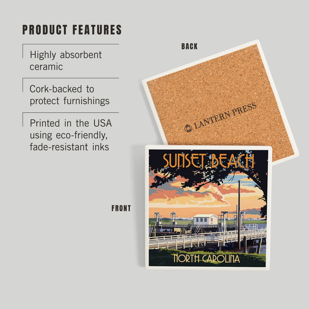Calabash, North Carolina, Sunset Beach, Swinging Bridge, Coasters Coasters Lantern Press