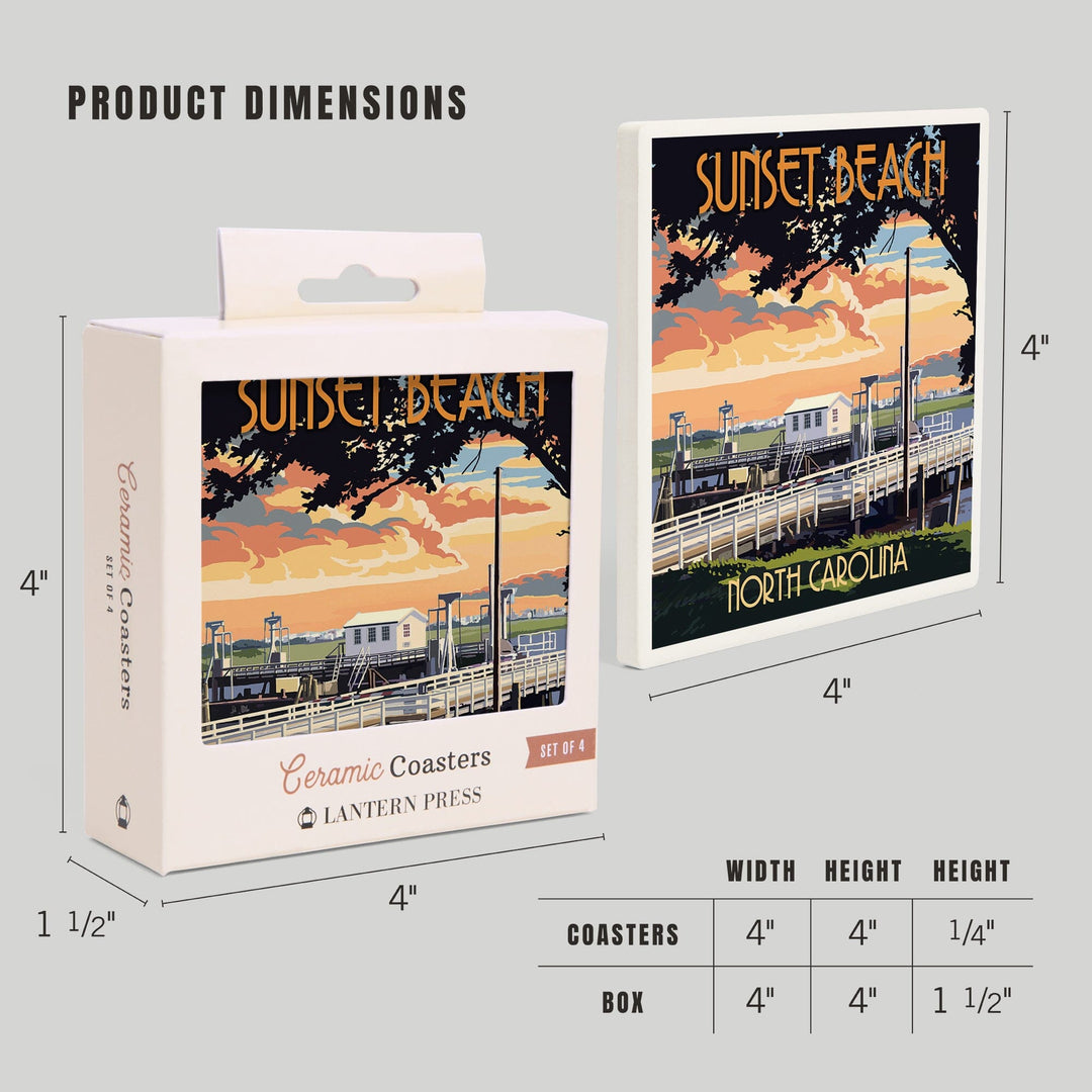 Calabash, North Carolina, Sunset Beach, Swinging Bridge, Coasters Coasters Lantern Press